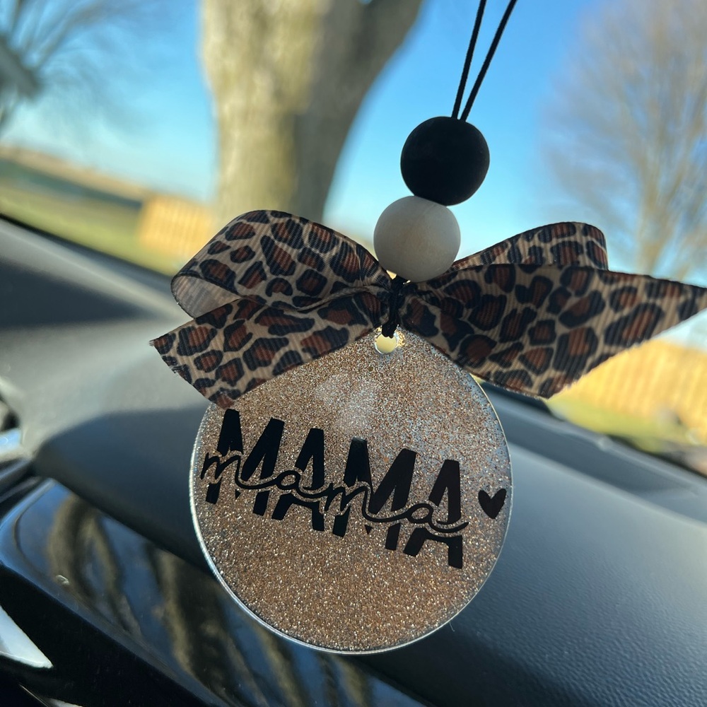 Leopard Print Mama Car Charm
